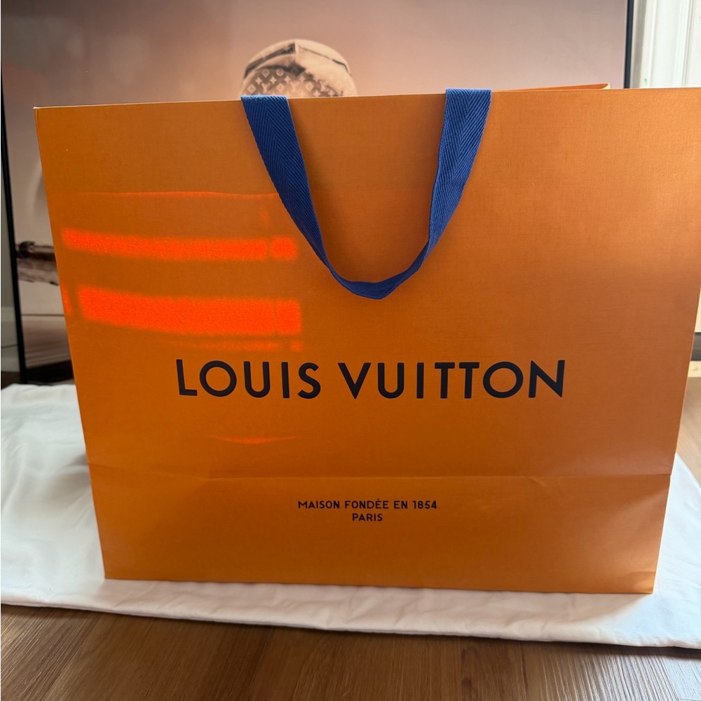 Louis Vuitton Orange gift Bag with Blue Handles